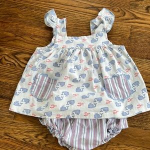 Shrimp & Grits bloomer set - soft cotton whale matching set